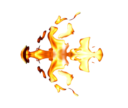 Close up burning flames on transparent background for graphic design