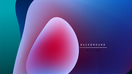 Abstract fluid shapes blend, creating vibrant gradients. Dark background emphasizes colorful forms, modern design element.