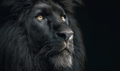 Naklejka premium Black lion's head profile