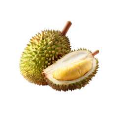 Fototapeta premium Savoring durian's unique flavor tropical paradise food photography bright white background close-up exotic taste experience