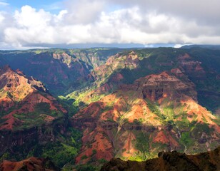 Fototapeta premium High-angle view of a colorful mountainous landscape with valleys and canyons