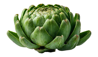 Fototapeta premium Fresh Green Artichoke with Leafy Texture on Transparent Background for Culinary Use