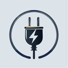 Obraz premium Vector Energy and Power Symbol Featuring Plug with Bolt in Monochrome Style