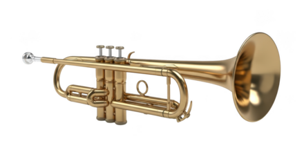 Golden trumpet musical instrument on a black background