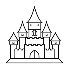 Obraz premium basic castle building line art on white background
