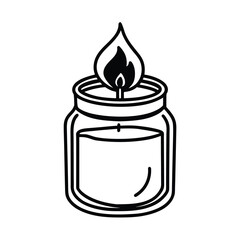 burning candle in a jar vector on white background