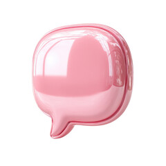 3D rendered, light pink speech bubble, glossy surface