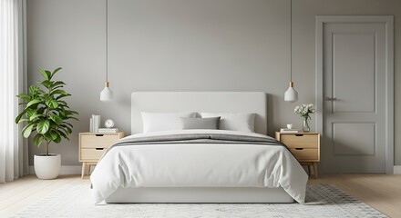 Modern Minimalist Bedroom Interior Design.