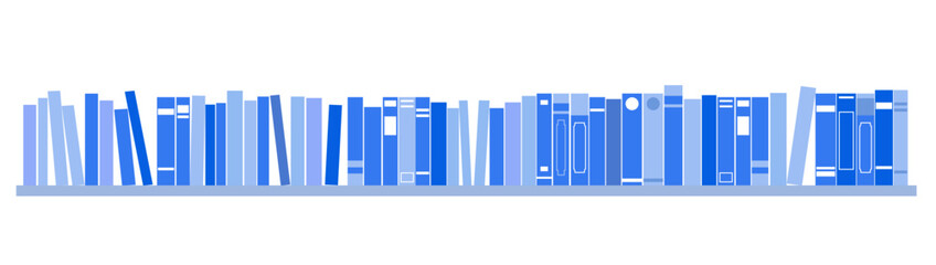 色々な本が並ぶ本棚の背景イラスト