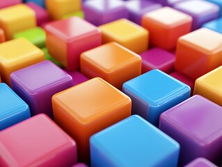 Obraz premium Colorful Plastic Cubes in Bright Array with Vibrant Colors and Glossy Finish