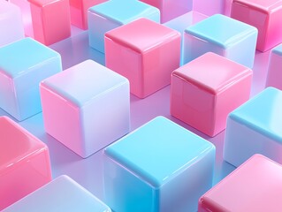 Obraz premium Colorful Pink and Blue Cubes on Reflective Surface in Modern Abstract Style