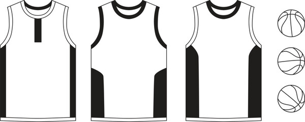 T-shirt flat basketball template jersey mockup outline isolated sport background clothing tee flat sketch