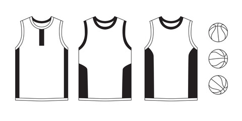 T-shirt flat basketball template jersey mockup outline isolated sport background clothing tee flat sketch