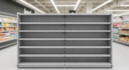 Obraz premium Empty Supermarket Shelves, Lack of Products.