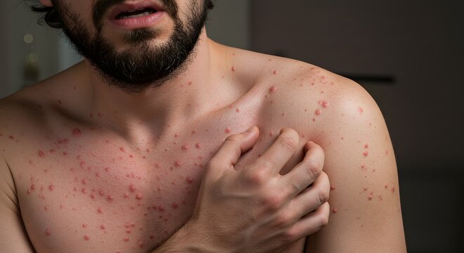 Man with skin rash