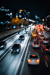 Fototapeta premium Traffic at night with glowing AI-controlled signals