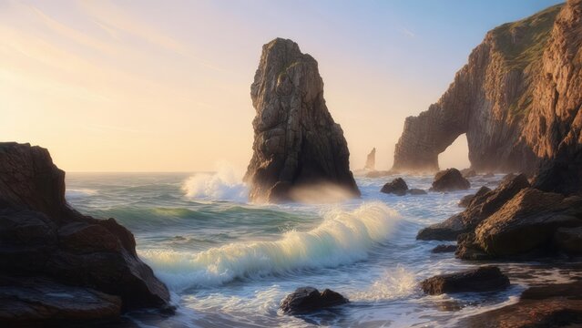 Dramatic ocean sunrise - Powered by Adobe