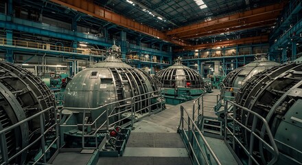 Industrial powerhouse with multiple generators in a large manufacturing facility