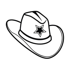 cowboy hat with star pattern black white vector 