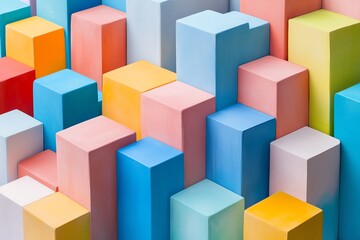 Obraz premium Colorful Cubes Geometric Pattern on White Background for Interior Decor and Art Design