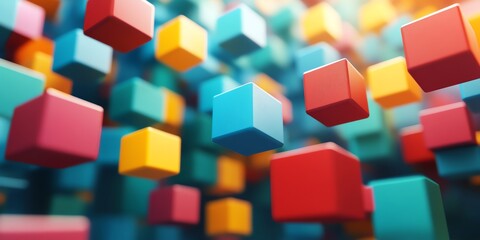 Obraz premium Colorful 3d Cubes Abstract Geometric Pattern in Bright Colors