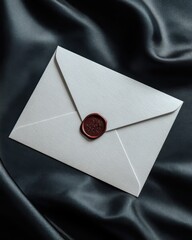 Elegant Envelope with Wax Seal on Dark Fabric