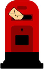 Red mail box with email symbol, Red post box for mail