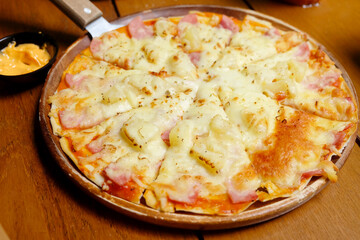 Italian food, delicious pizza with butter and cream cheese