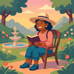 Elderly Woman Relaxing in the Garden on International Day of Older Persons