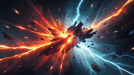 Cosmic Collision: Fire vs Ice, Generative Ai