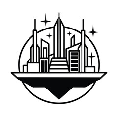 futuristic city vector art on white background