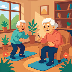 Older Persons Participating in a Fitness Class for International Day of Older Persons