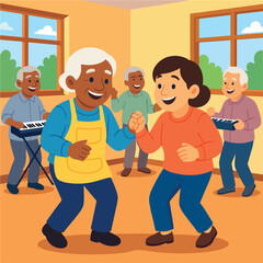 Older Persons Participating in Dance Class for International Day of Older Persons