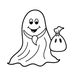 halloween ghost with ukulele design on white background 