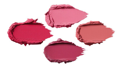 Four Colorful Lipstick Swatches on White Background Highlighting Different Shades and Textures for Makeup Inspiration