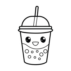 happy bubble tea cartoon vector on white background 