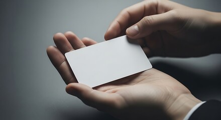 Business Person Holding a Blank Business Card.