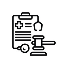 Black line icon for medical lawyer