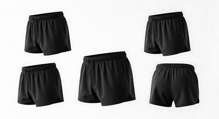 Black Athletic Shorts Mockup Set.