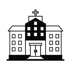 hospital building silhouette vector art on white background 