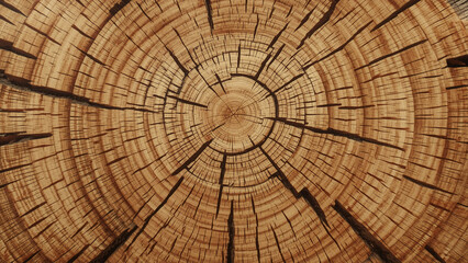 A realistic tree ring texture background with rough cut wood surface