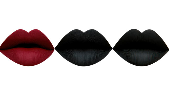 Diverse Lip Colors with Textures Representing Bold Fashion Choices in Makeup Artistry and Cosmetic Trends