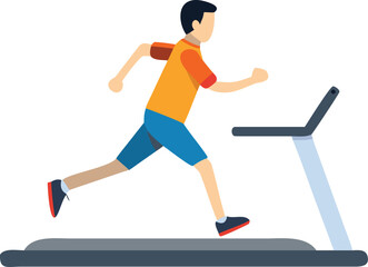 A man running on a treadmill, wearing athletic gear, in a well-lit fitness center.