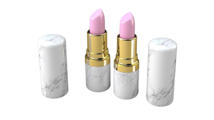 Elegant and Stylish Lipstick Tubes with Marble Design, Pink Shades, Cosmetic Beauty Product for Makeup Lovers