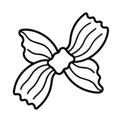 italian farfalle noodle doodle on white background