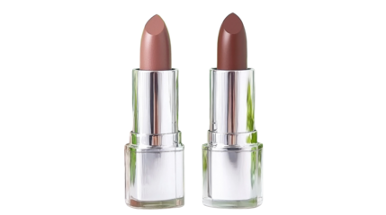 Two Elegant Lipsticks in Silver Containers for Makeup Artists and Beauty Enthusiasts, Ideal for Fashion Photography