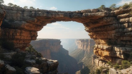Natural rock arch over a canyon