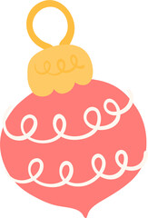 Striped Christmas Ornament PNG, Red White Holiday Bauble, Festive Tree Decoration Illustration, Cozy Winter Ornament Clipart