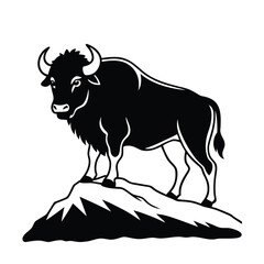 majestic bison standing on a rocky outcrop powerful 