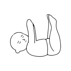 Baby new born line gesture activity. baby new born element design. coloring book for kids preschool. newborn baby to toddler life cycle vector